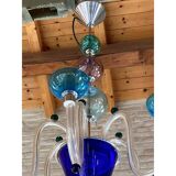 Vintage 1980s multicolor murano glass chandelier