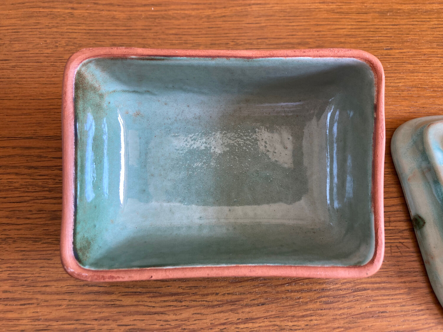 Glazed terracotta butter dish
