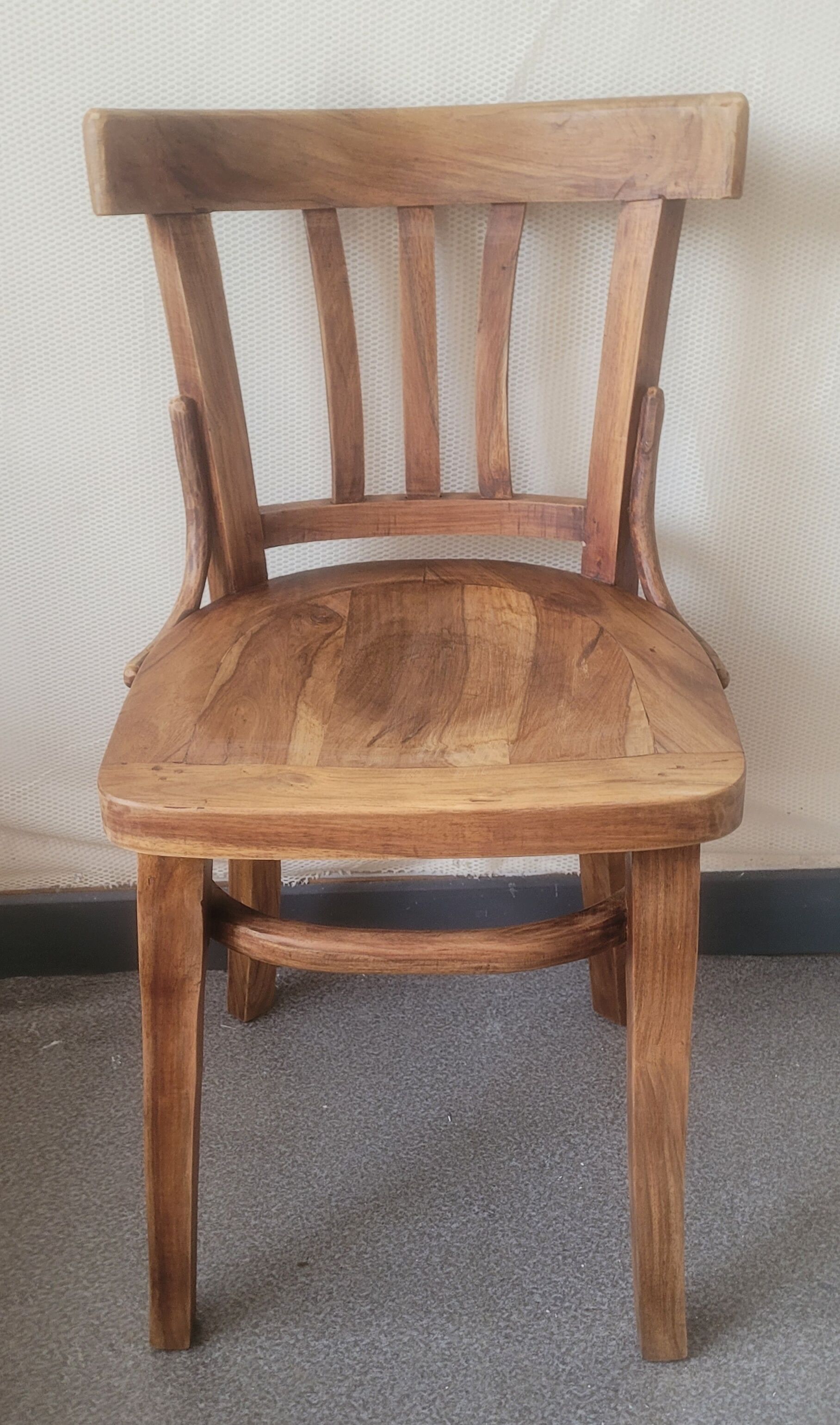 Chaise bistrot de bureau artisanale en bois d'olivier