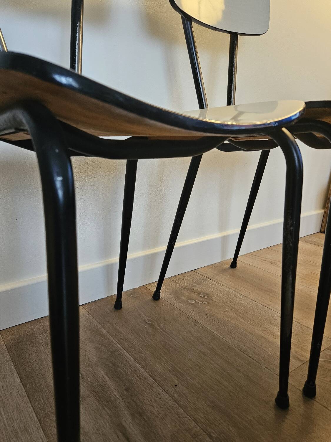 Pair of white formica chairs