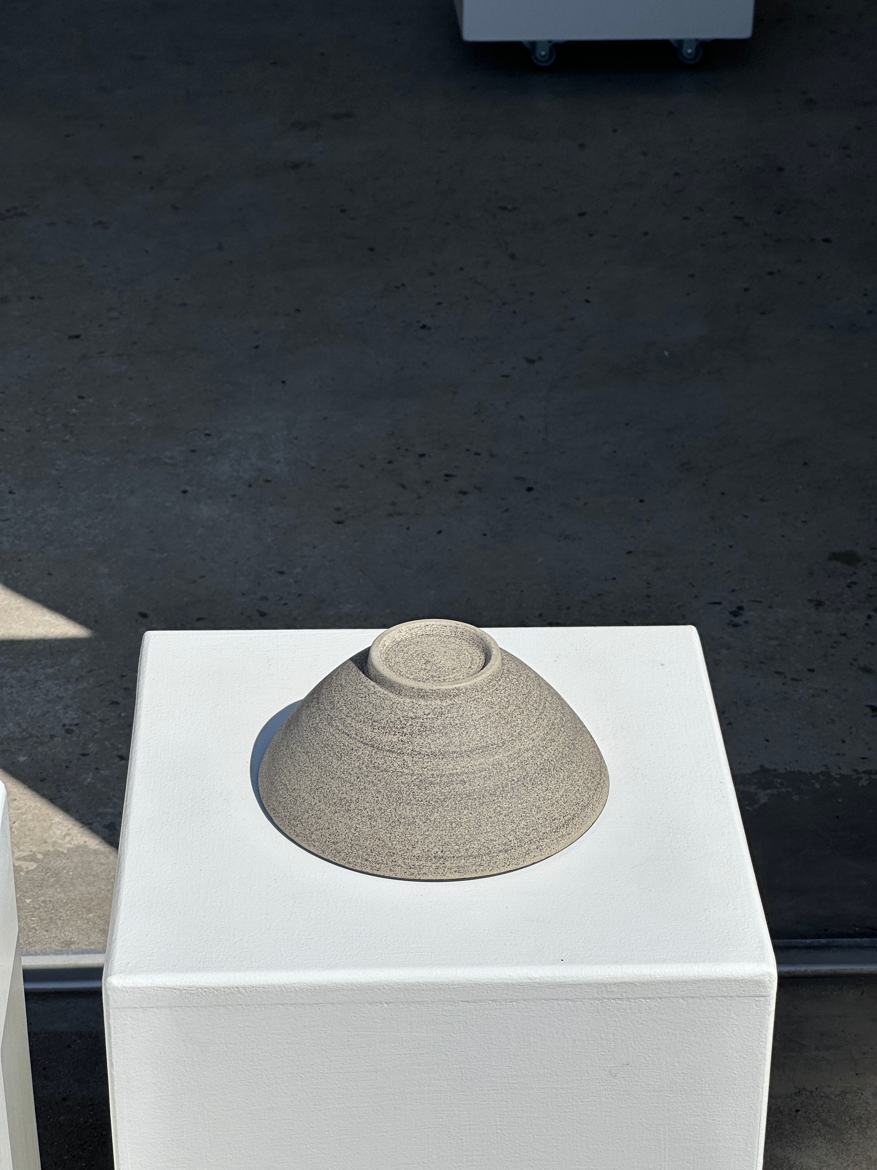 Duo of gray Indonesian ceramic bowls or salad bowls