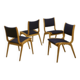 Set of 4 Scandinavian design chairs curved wood from the 60s. Ref JADOU