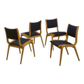 Set of 4 Scandinavian design chairs curved wood from the 60s. Ref JADOU