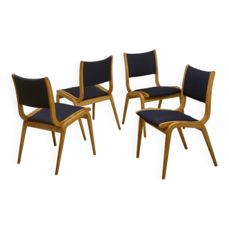 Set of 4 Scandinavian design chairs curved wood from the 60s. Ref JADOU