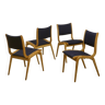 Lot de 4 chaises design scandinave en bois courbé années 60