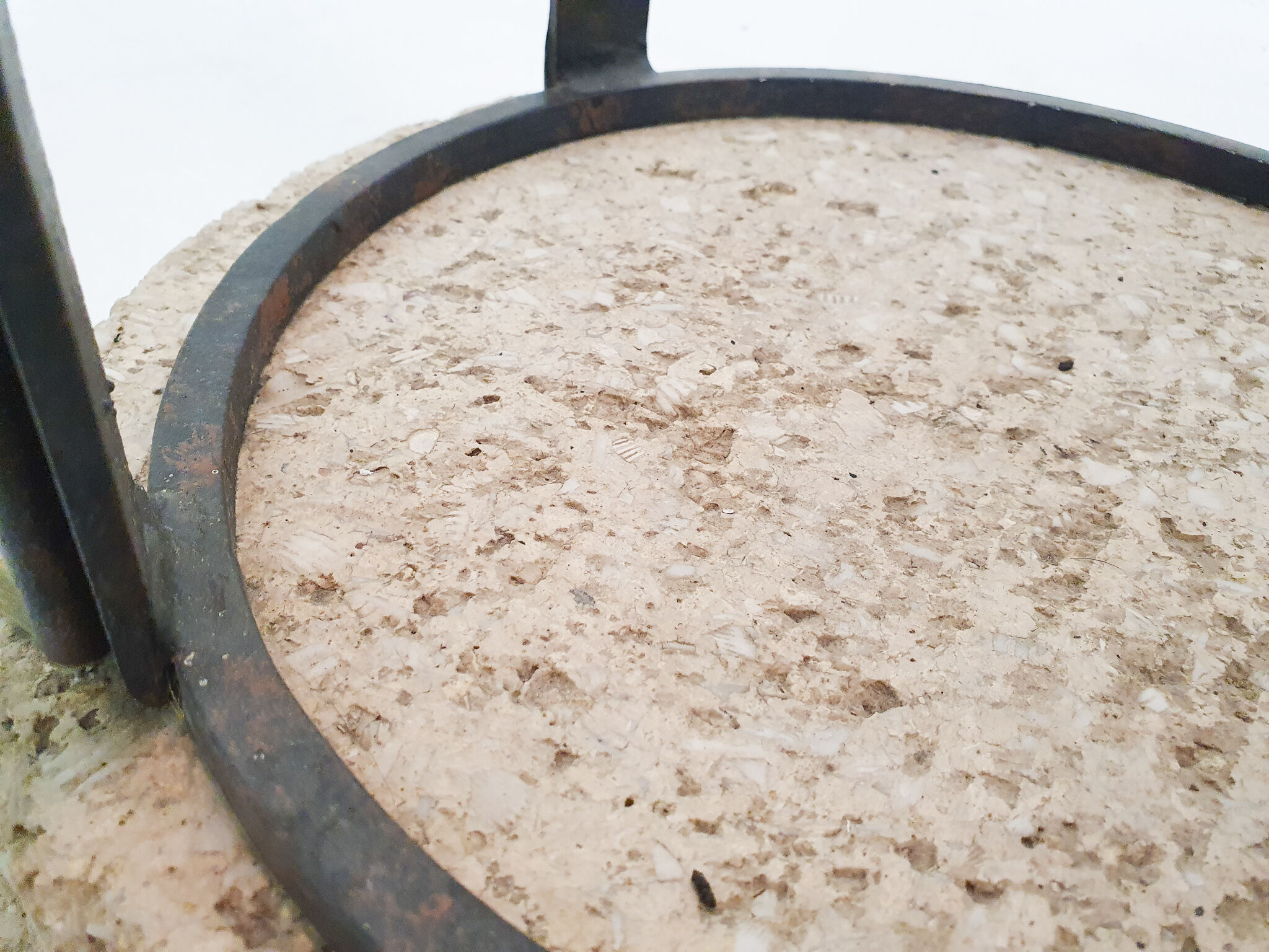 Italian floor light in iron, stone and glass