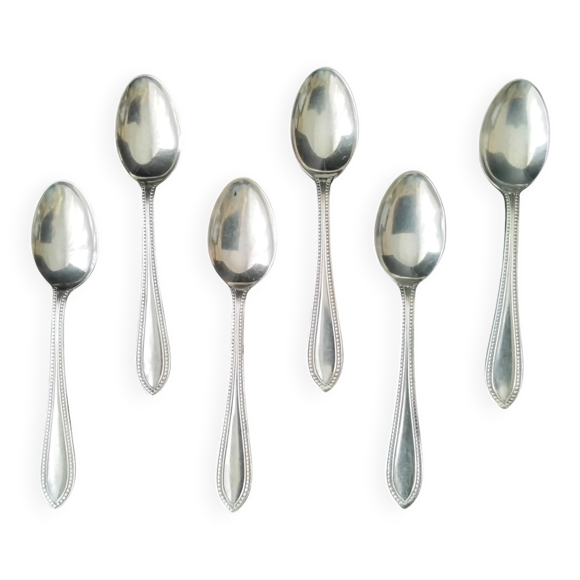 6 silver-plated metal mocha spoons English EPNS