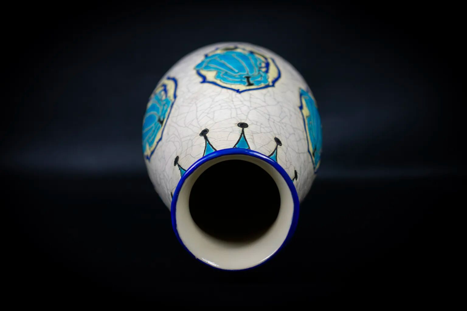 Art Deco vase in crackled earthenware, M. Dufrêne, Boch Keramis La Maîtrise