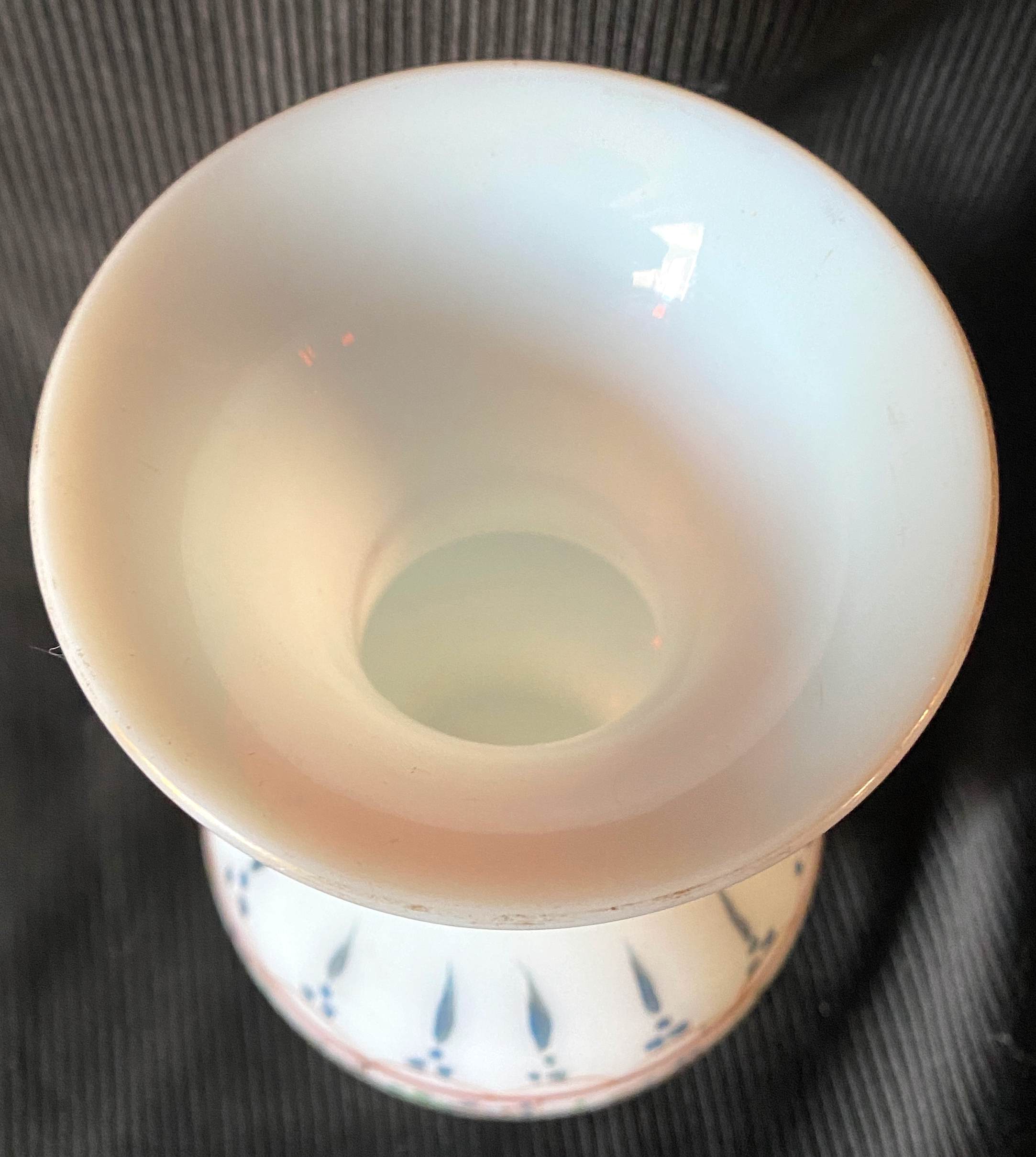 Baluster vase in opaline real enamelled decorations nineteenth century