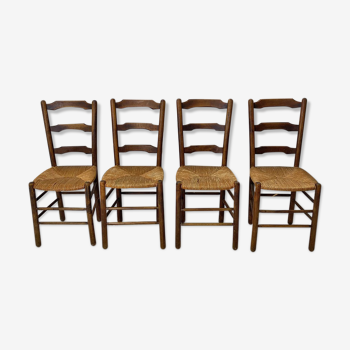 Ensemble de 4 chaises paillées