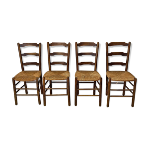 Ensemble de 4 chaises paillées