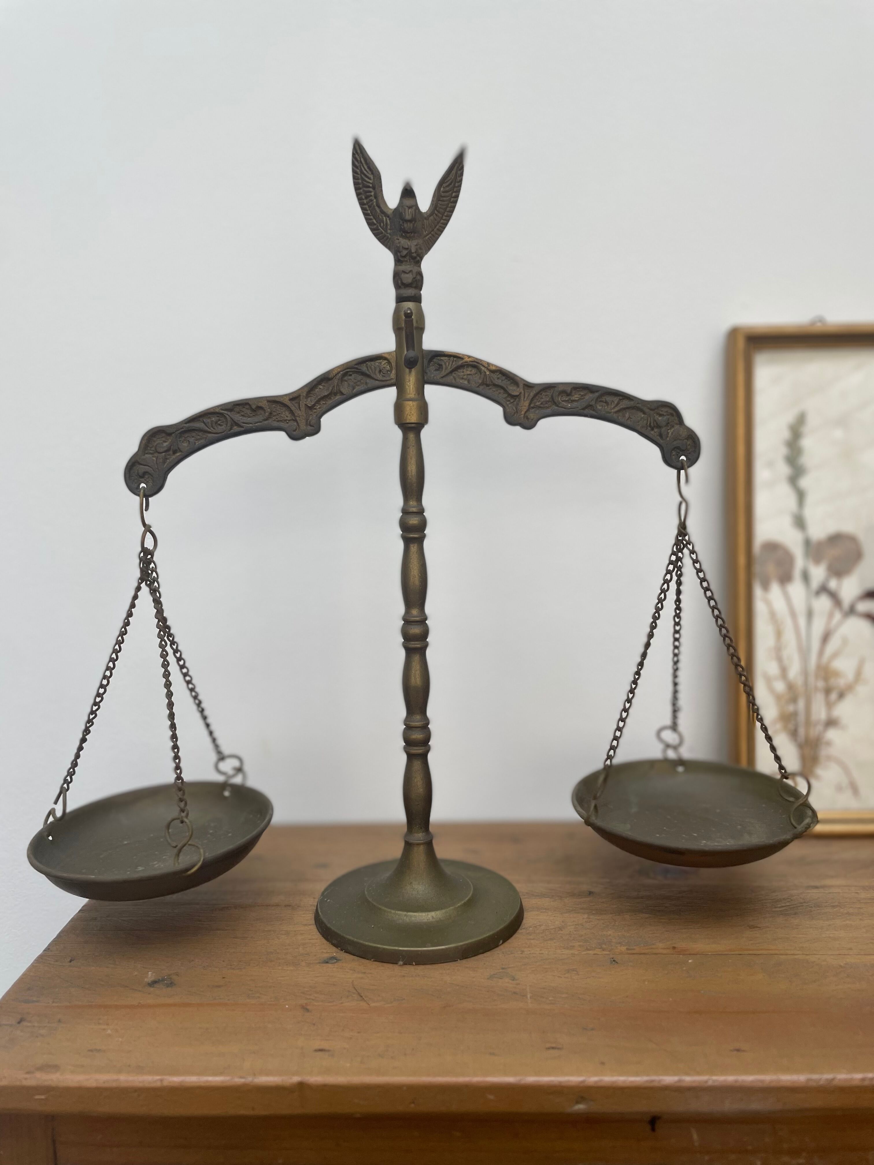 Antique brass trebuchet scale