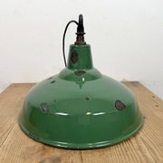 Industrial British Green Enamel Factory Pendant Lamp, 1960s