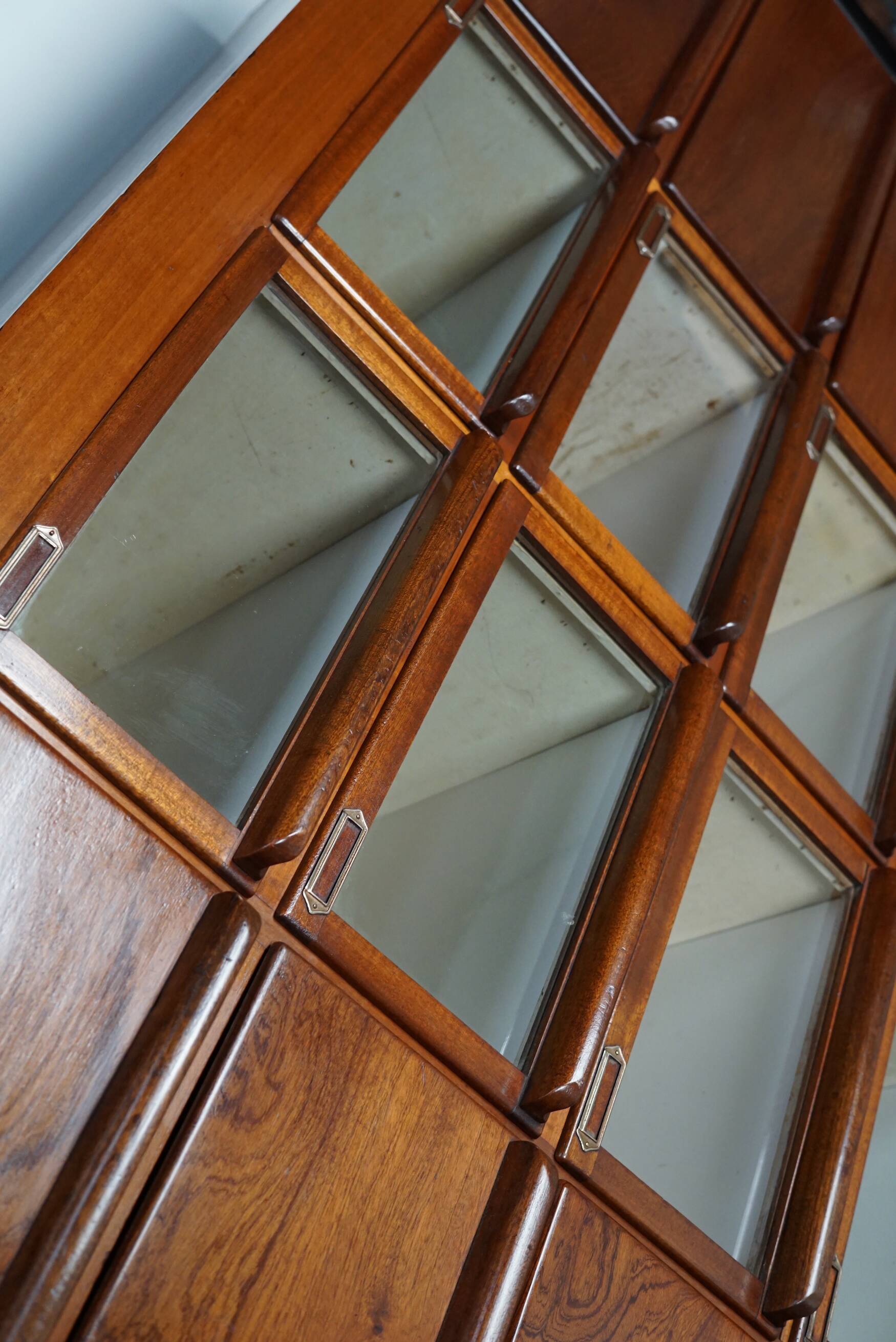 Vintage dutch hardwood haberdashery shop cabinet, 1930s