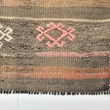 3x12 Brown Mustard Turkish Kilim Runner Rug 101x353Cm