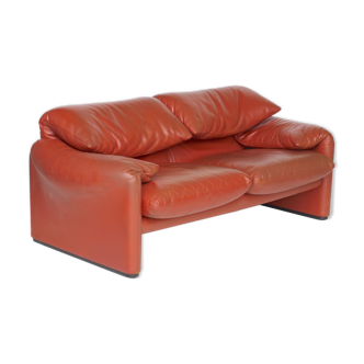 Italian Maralunga Leather Sofa by Vico Magistretti for Cassina