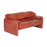 Italian Maralunga Leather Sofa by Vico Magistretti for Cassina