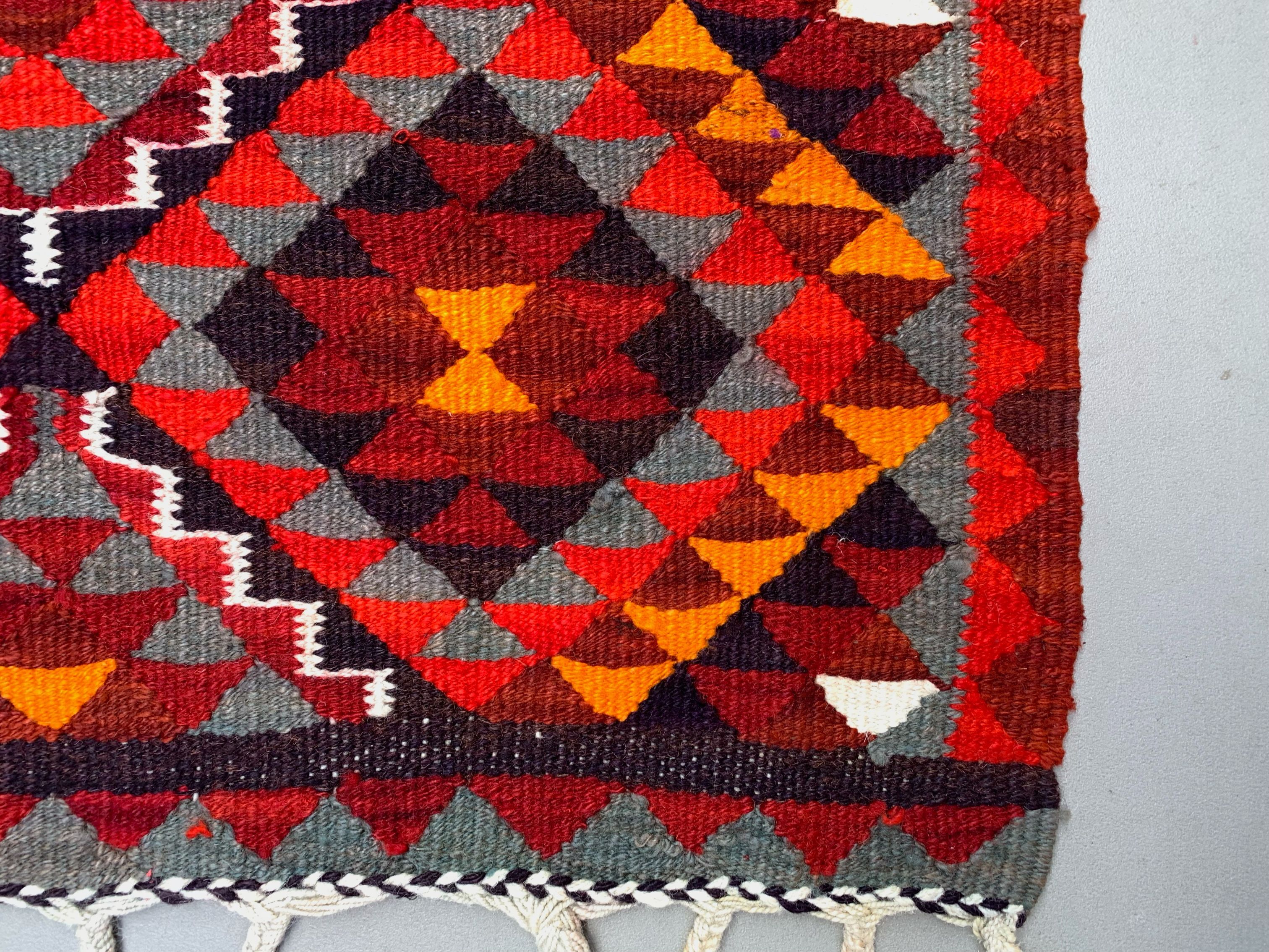 Old turkish kilim runner 345x90 cm, vintage kelim rug, long and narrow