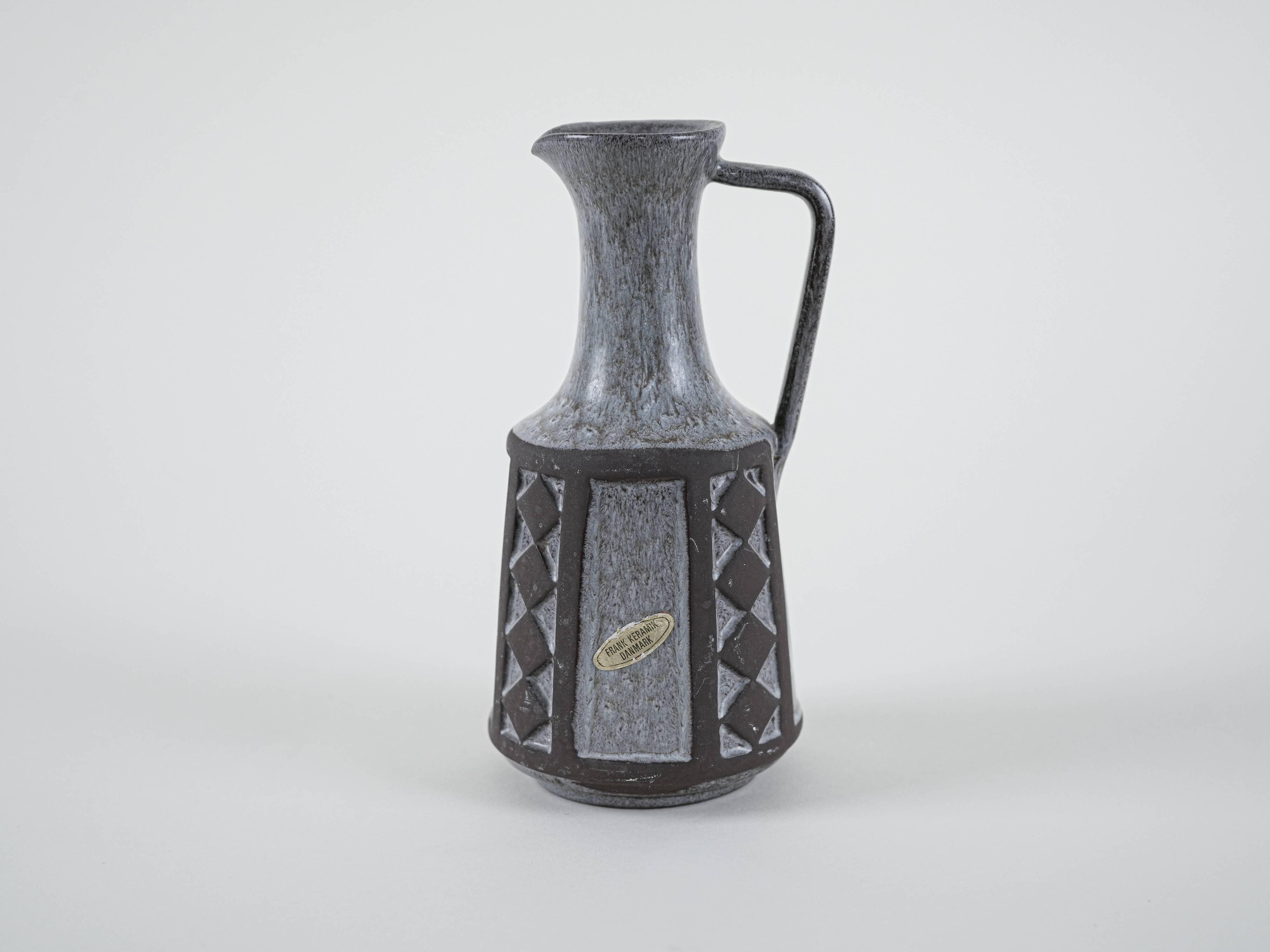 Grey ceramic vase, Danish design, 1970s, manufactured by Frank Keramik