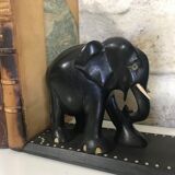 Wooden elephant bookends blackened around 1930