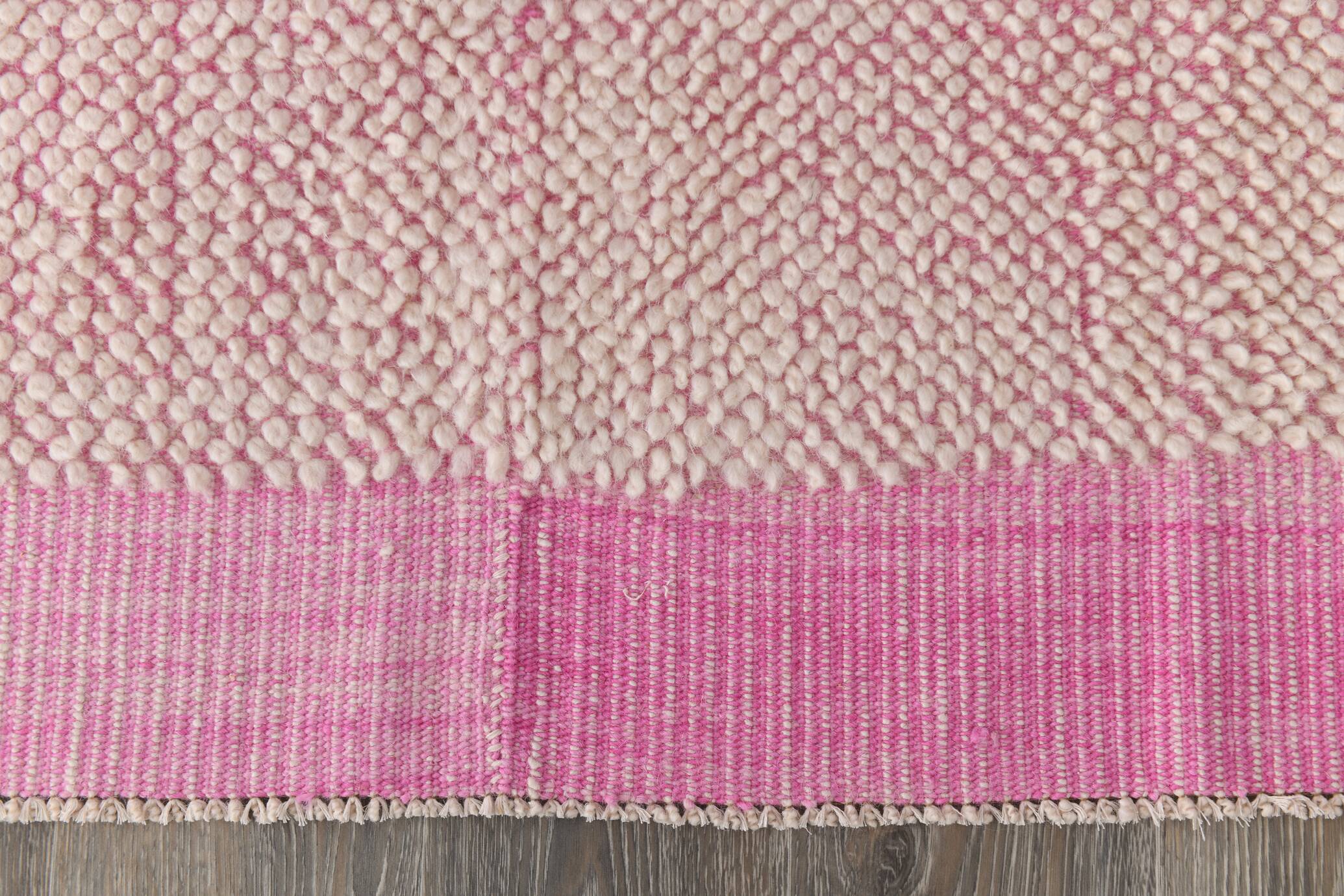 4x7 Shades Of Pink & Beige Handmade Wool Vintage Rug, 129x220Cm SK 34944