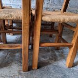 6 chaises en noyer et paillées