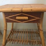 Pair of vintage rattan bedside tables 60 years