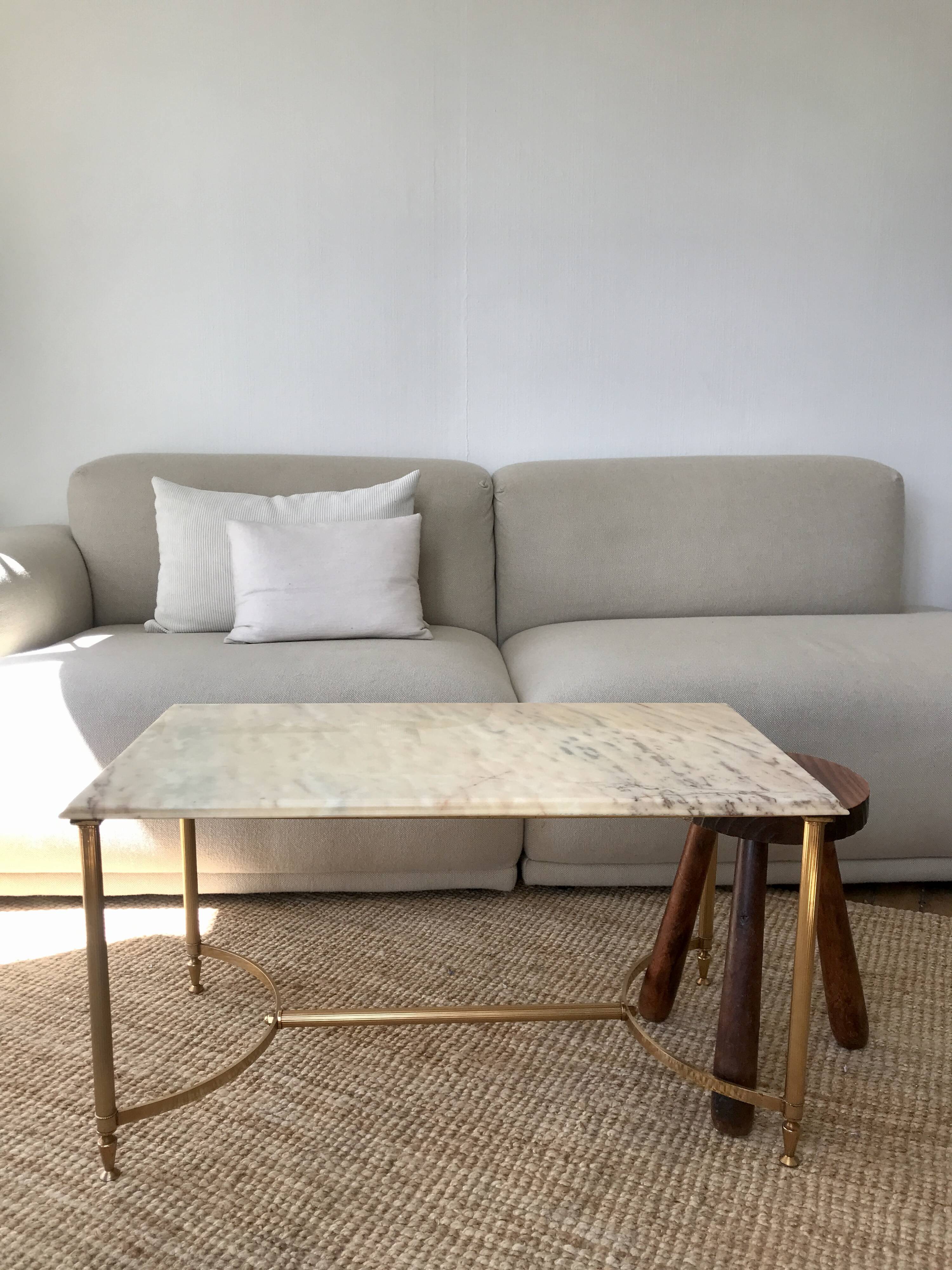 Brass and marble coffee table