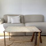 Table basse en laiton et marbre
