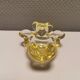 Mid-century yellowish crystal teddy bear ashtray from Vannes Le Châtel France