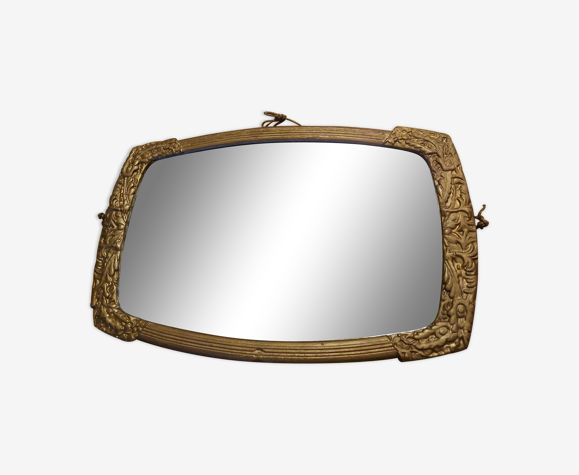Miroir art déco en bois peint 33 X 51 cm