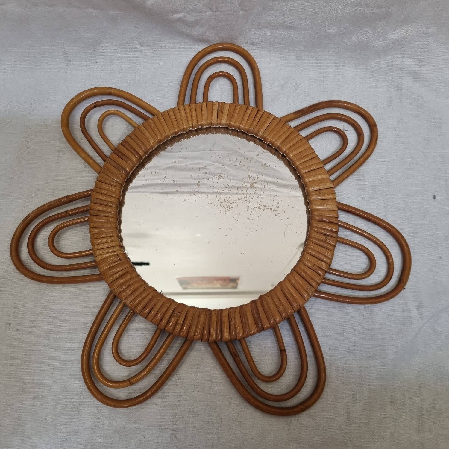 Rattan sunburst mirror from 1970