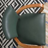 Bridge armchair in green moleskin