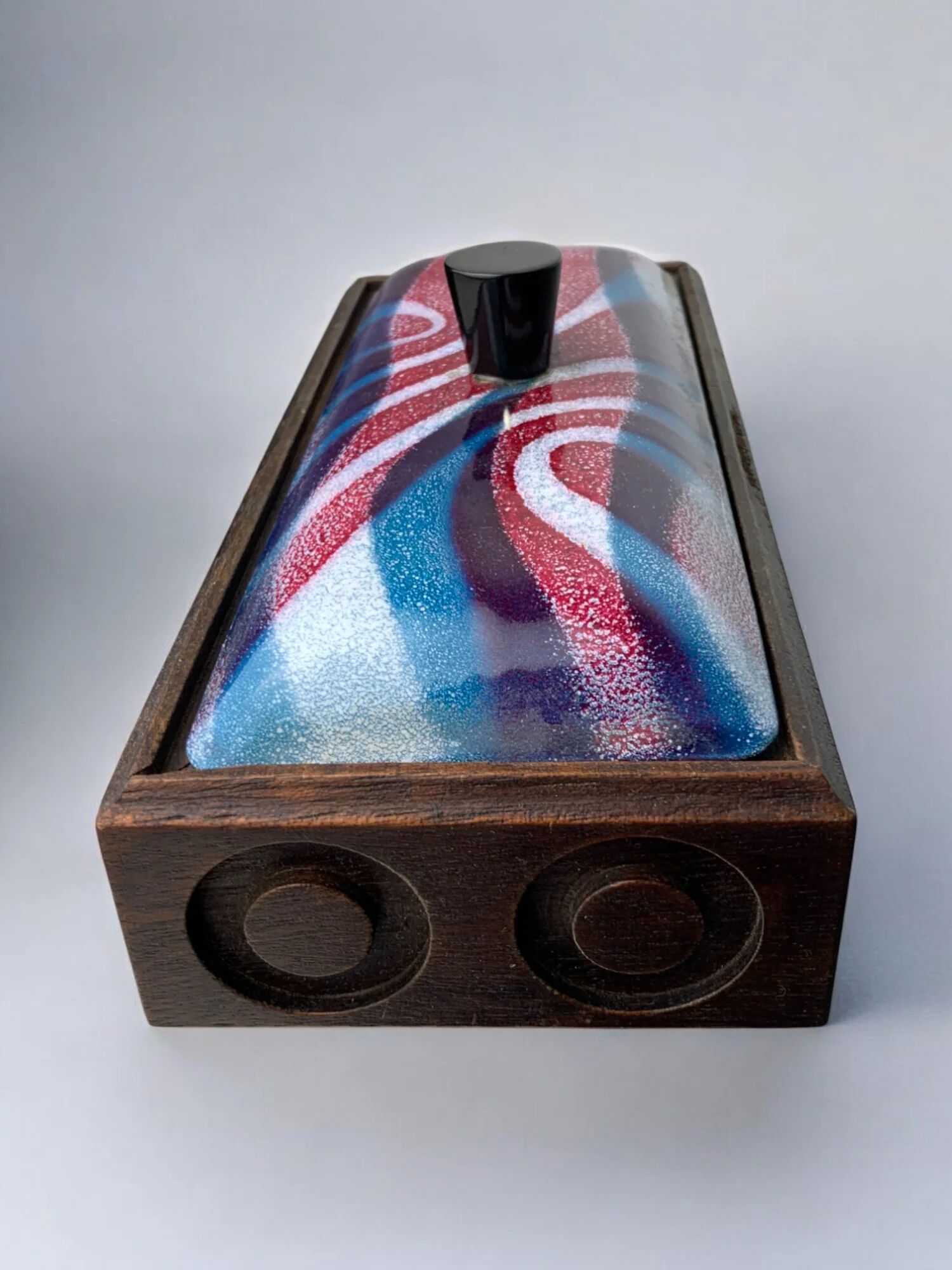 Modernist enamel vanity box by J. Capo Esmaltes, Spain, 1970s