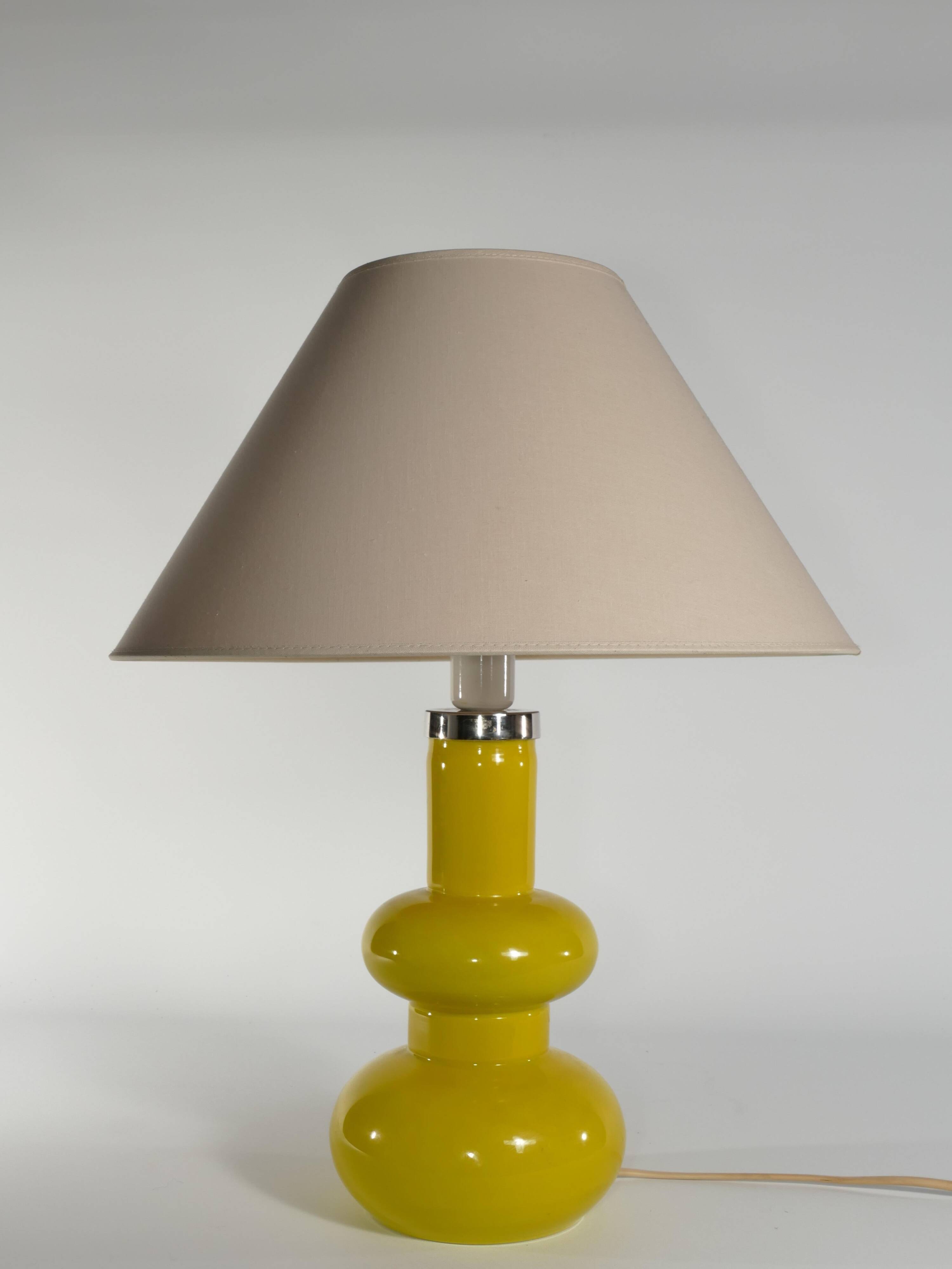 Mid-Century Modern Curvaceous Bright Yellow Glass Table Lamp by Orrefors, 1960s