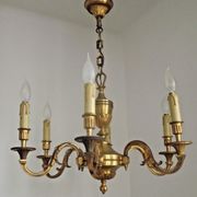 French art nouveau bronze empire style 6 lights chandelier