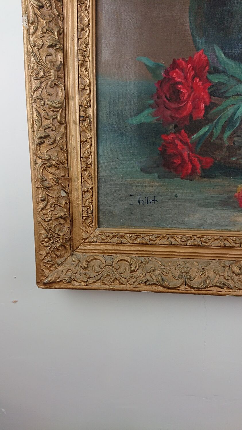 Tableau bouquet J. Vallet