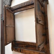 Old Indian carved wooden window