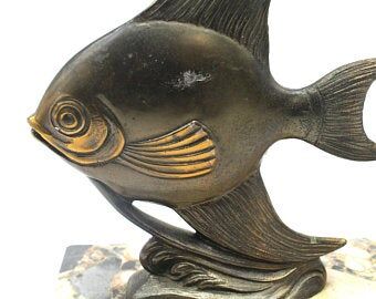 Paper press marble art deco fish
