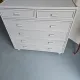 Vintage grey wood and rattan chest of drawers