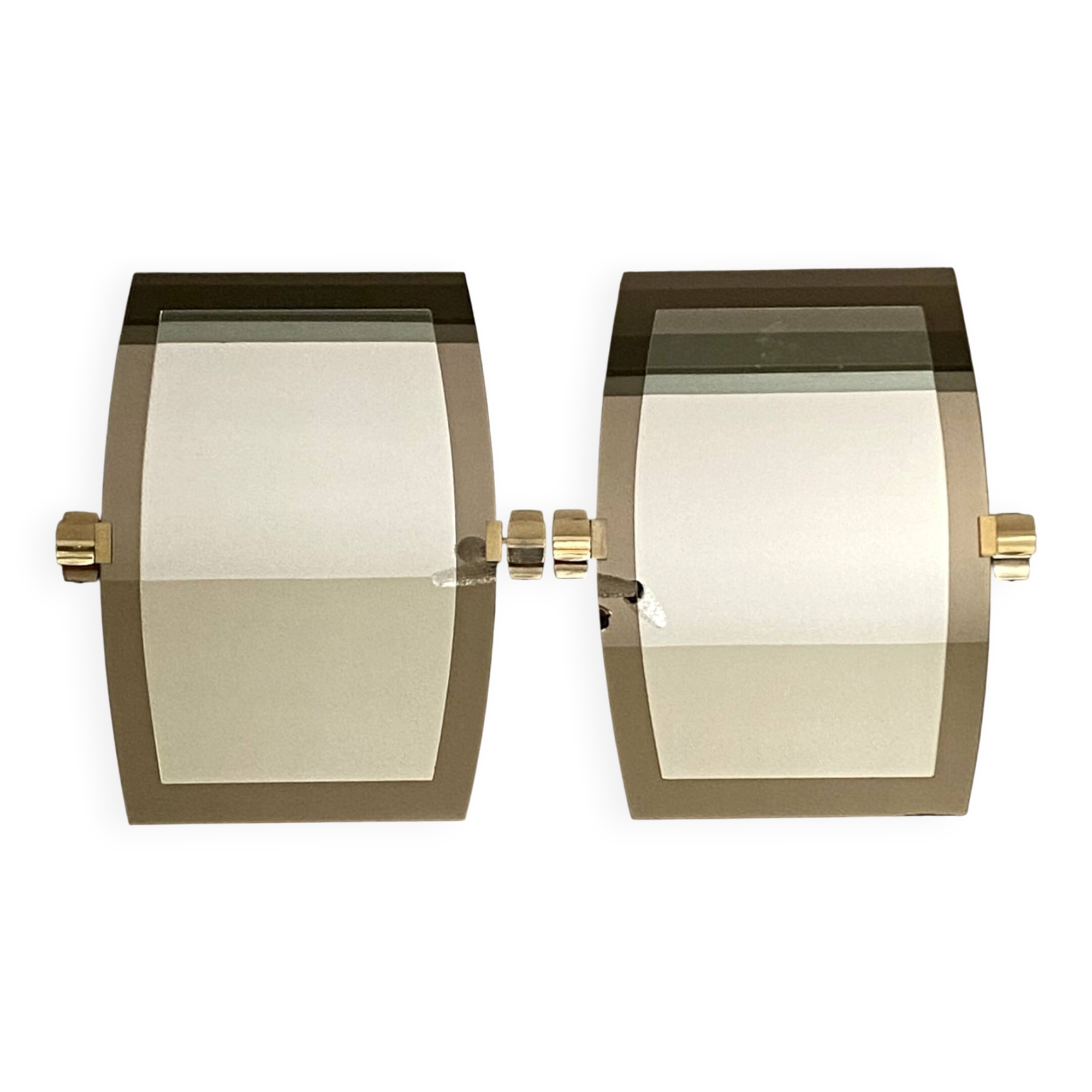 2 large bicolour mirrors Italy 1960 1970 Veca vintage bicolour