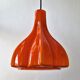 Flower shaped orange glass pendant lamp by peill & putzler, germany, 1970s