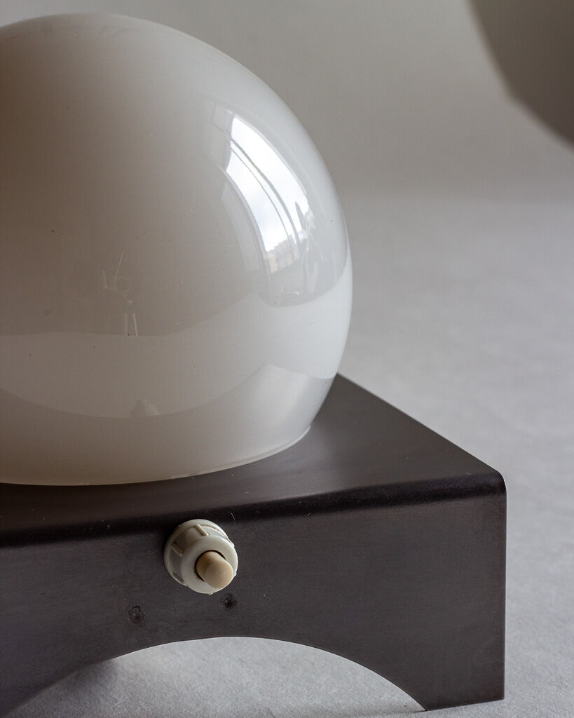 Wall lamp or table lamp in steel and opaline, France, 80s
