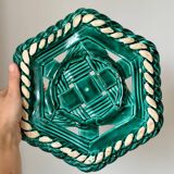 Trio dessous de plat et dessous de bouteilles barbotine art deco