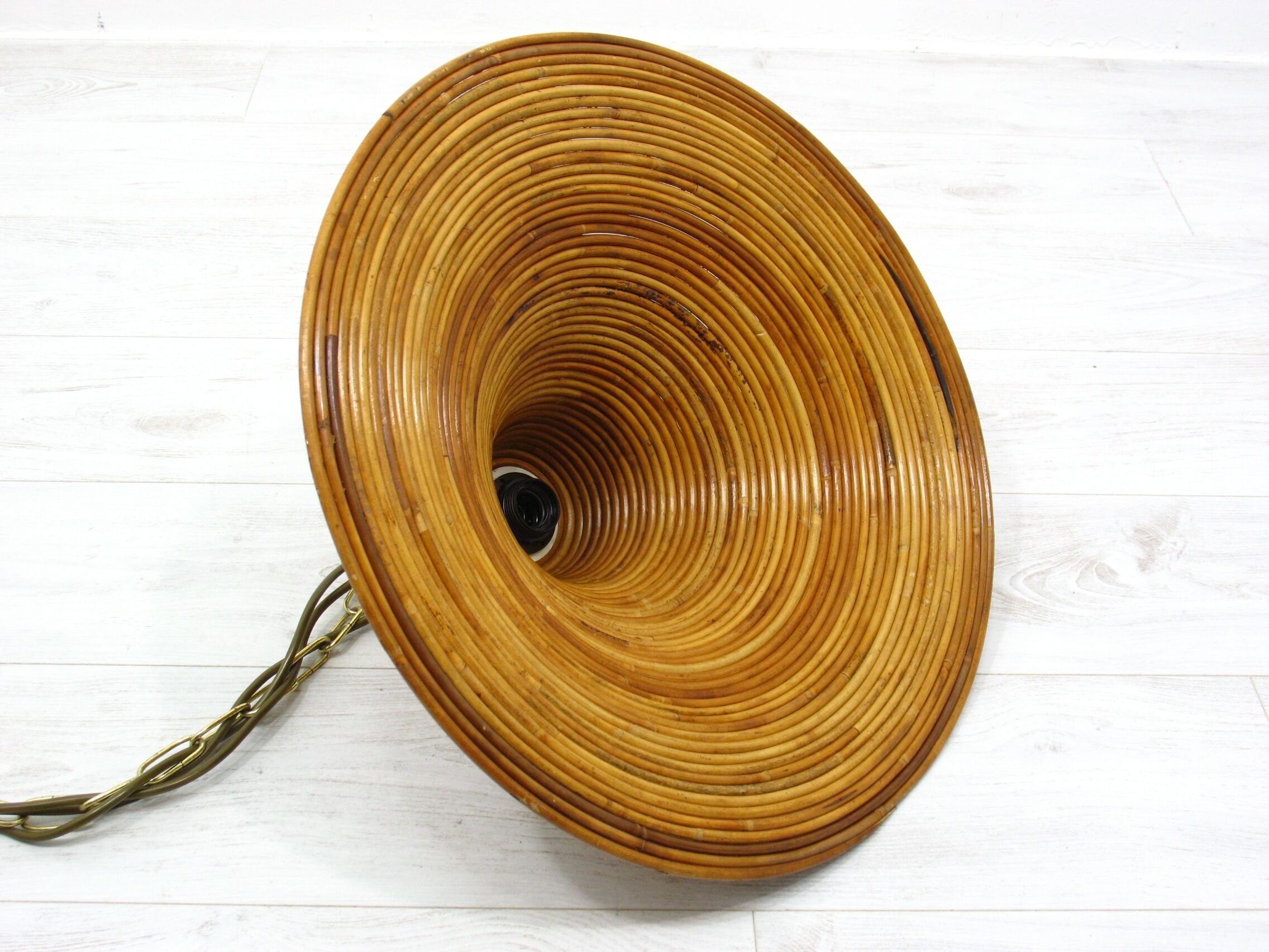 Suspension vintage en bambou, années 1970