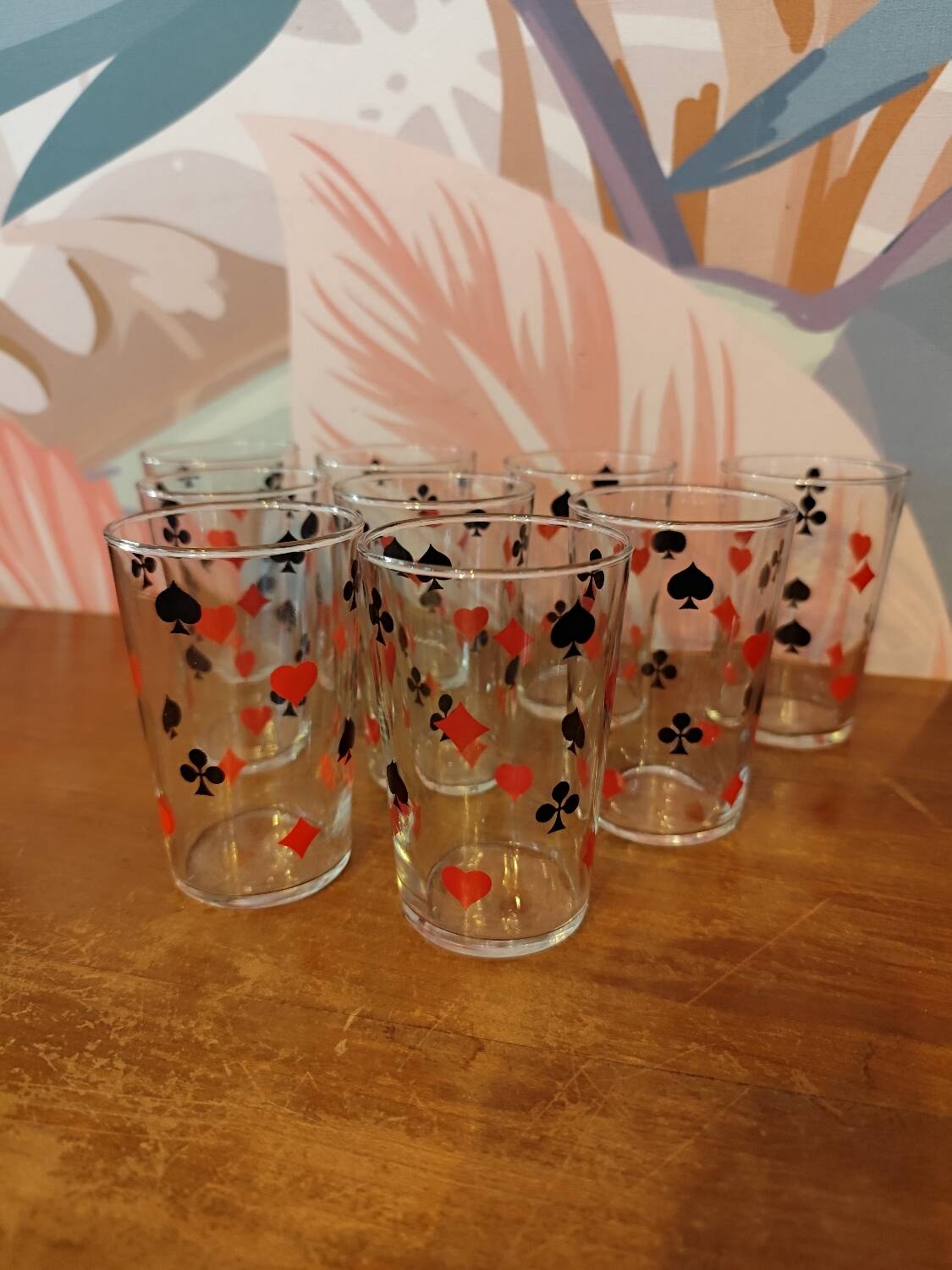 9 playing card style water glasses