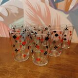 9 verres à eau style jeu de carte