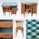 Vintage desk compass feet 1950 and its Baumann chair