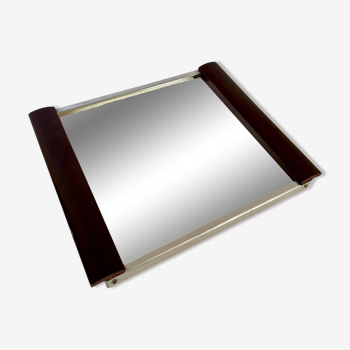 Art Deco tray, mirror, wood and metal