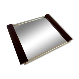 Art Deco tray, mirror, wood and metal